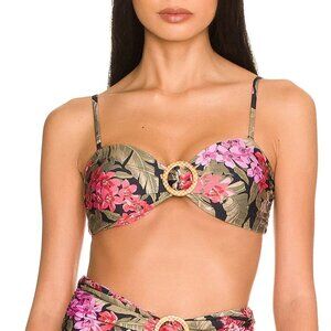 NWT Beach Riot Anthro Rita Ruffle Bandeau or Strap Bikini Top Floral Green